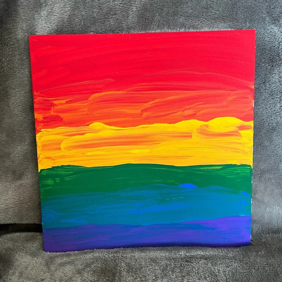 ๐ Acrylic Paint on 8โx8โ canvas board - Rainbow in honor of pride month - Picture 6 of 6